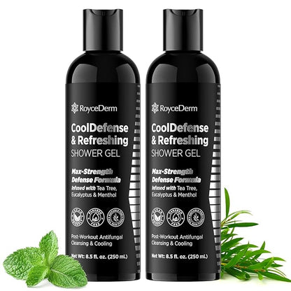 Roycederm Antifungal Body Wash for Men – Helps with Athlete’s Foot, Jock Itch & Ringworm – Cooldefense Shower Gel with Tea Tree & Menthol Post-Workout Cleanse – SLS-Free, 2 Pack