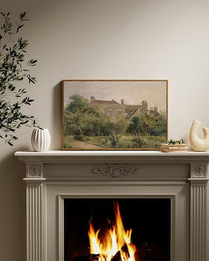 InSimSea Framed Canvas Wall Art Vintage Decor, Home Decor Classical Scenery Landscape Watercolor Paintings, Large Wall Decorations for Living Room Home Farmhouse Bathroom Decor, 16"x24"