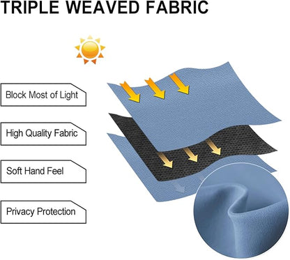 DWCN Dusty Blue Curtains for Bedroom, Blackout Curtain 45 Inches Long, Thermal Gromeet Drapes for Small Window - W38 x L45, 2 Panels