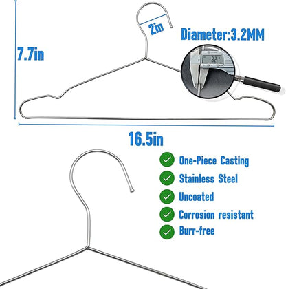 Wire Hangers 40 Pack, Heavy Duty, Space Saving, Stainless Steel, Silver, 16.5inches Closet Hangers for Hanging Coats, Suits, Jackets, Shirts,T-Shirt