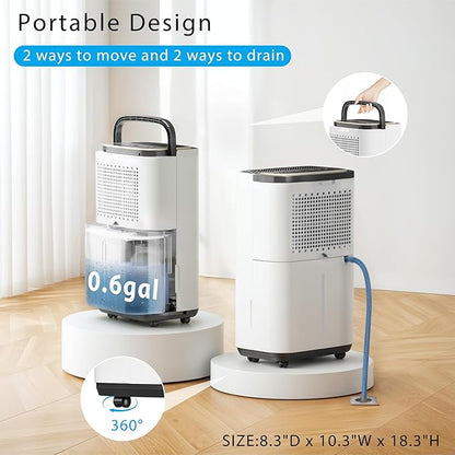 34 Pint Dehumidifier- 3000 Sq. Ft. Large Basement Dehumidifiers with Drain Hose for Large Rooms - Powerful Moisture Removal with Compressor- Dehu/Dry/Air Mode, LED Display,Timer, Child Lock