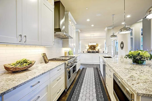 Custom Cut Hallway Runner Rug, Slip Resistant, 31 Inch Wide X Your Choice of Length, Checkered White, 31 Inch X 14 feet