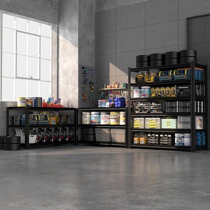 Extra Big/Large 55.12"Wide Father&I Industrial 6-Shelf-Rack Tall Heavy-Dudy Metal/Steel Adjustable Garage Bin Storage Shelving Stand Shelves Units/System for Shed, 84" H*55.12W * 24" D, Black