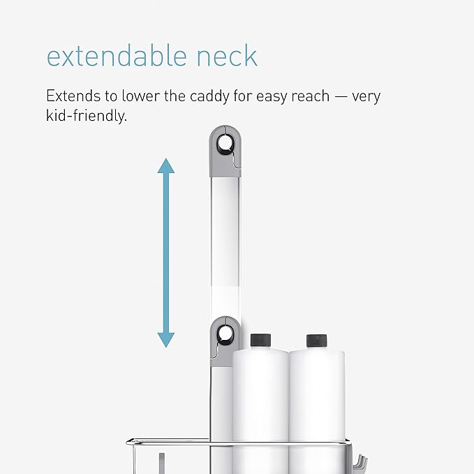 simplehuman Adjustable and Extendable Shower Caddy XL, Stainless Steel and Anodized Aluminum