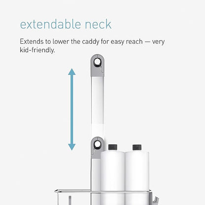 simplehuman Adjustable and Extendable Shower Caddy XL, Stainless Steel and Anodized Aluminum
