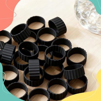 Silicone Candle Holder Base Stabiliser20pcs Candle Ring Gripper Wishing Rubber Washer Candlestick Silicone Ring Non-Slip.for Taper Candles and Candle Cups.Weddings and Home Decor Gifts.(Black)