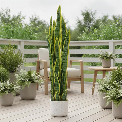 Garvee 3 ft Tall Fake Snake Plant in Pot, Large Potted Artificial Sansevieria Mother in Law Tongue Plant, No Assembly Required for Living Room Hallway Entryway