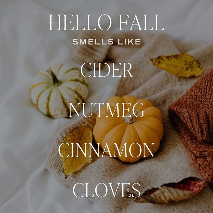 Sweet Water Decor Hello Fall Candle - Cinnamon Apples Cloves & Nutmeg Fall Scented Candle for Home Decor - 100% Cotton Wick Soy Wax Candles with 50 Hour Burn Time - Made in The USA - 11oz White Jar