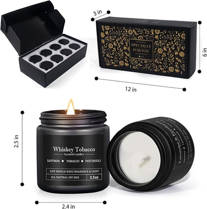 8 Pack Scented Candles for Men, Masculine Candle Gift Set with Smoky & Woody Scents, Soy Wax Aromatherapy Candles for Home, Valentine’s Day Gift for Him, Boyfriend