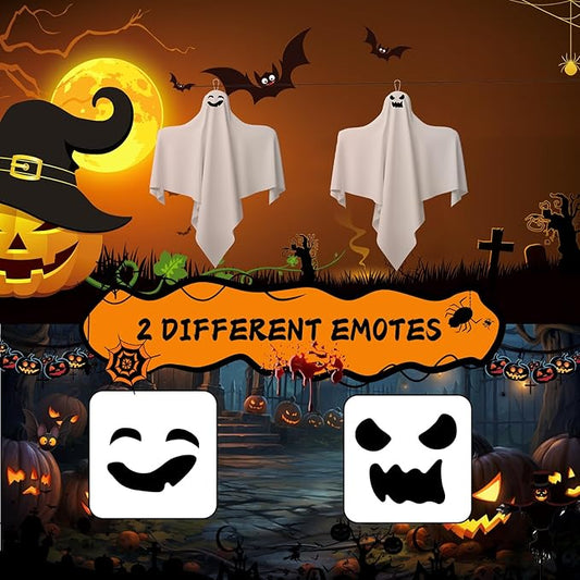 31 Inch Halloween Hanging Ghosts Decoration Outdoor Indoor, Cute Flying White Ghost Decor for Home Halloween Party, Porch, Yard, Garden, Spooky Stuff Props (2 PCS Ghost)