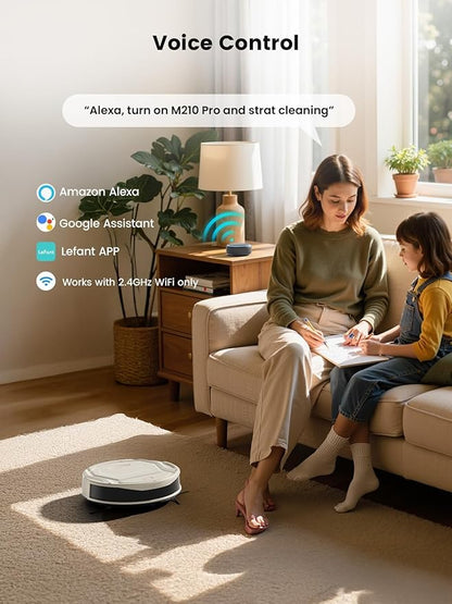 Lefant M210 Pro Robot Vacuum, Strong 2200Pa Suction, 120 Min Runtime, Super Slim Thin, Low Noise, Self-Charging, Wi-Fi/App/Alexa Control, Ideal for Pet Hair & Hard Floors