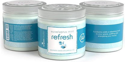 Wipex Odor Eliminator for Home - Eucalyptus & Mint Odor Absorber, 15 Oz Gel Jar, Long-Lasting Freshness, Ideal for Rooms, Offices, and Yoga Studios, Effective Odor Eliminator, 3Pk
