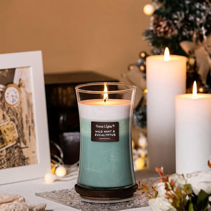 HomeLights 3-Layer Candles for Home Scented, 21.52 OZ Natural Soy Wax Scented Candles Burns Up to 100 Hours, Large Jar, Wild Mint & Eucalyptu