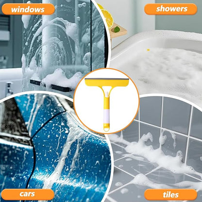 3 in 1 Glass Scraper Window Squeegee Cleaner All Purpose Spray Window Cleaners Squeegee Easy to Clean Without Streaks Glass Cleaner Tool for Tile Shower Wall Sink Mirror Bathroom Car Windows Cleaning