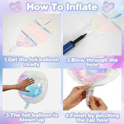 Iridescent Balloons 9 pcs,Iridescent Birthday Decorations Giant 4D Round Balloons 22 Inch for Wedding Baby Shower Holographic Party Decor