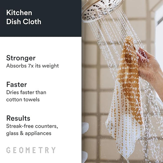 GEOMETRY Kitchen Dish Cloths - Quick Dry Dishcloths for Kitchen - Premium Dish Rags with Geoweave - 3-Pack Set Autumn Checkers