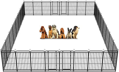 Dog Playpen Outdoor 32 Piece Panels Heavy Duty Dog Fence 47" Height with Thick Pipe Anti-Rust with Doors Portable for RV Camping Yard, Total 71FT, 406 Sq.ft, Snowy Black