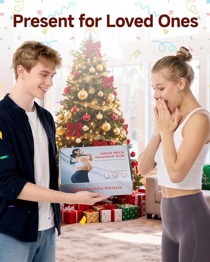 Upgraded 2-in-1 Massage Gun with Heat, Pain Relief Deep Tissue Back and Neck Massager with Extension Handle, Handheld Muscle Massage Gun for Back, Shoulder, Arm,Thigh