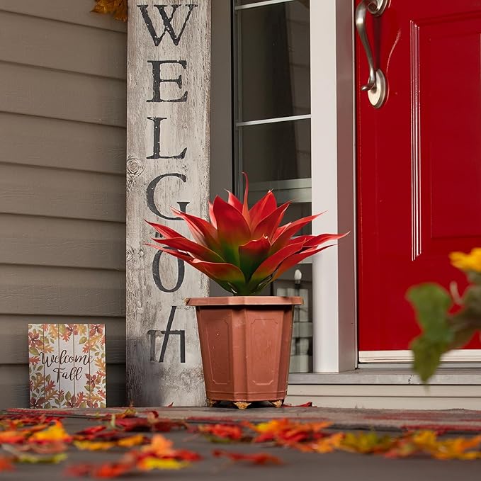 Velener Fall Fake Agave Artificial Plant: Red Fake Agave Plant for Room Decor and Autumn, Unpotted Faux Agave Plant for Outdoor/Indoor Fall Decor, Red, 22 inches, Set of 1