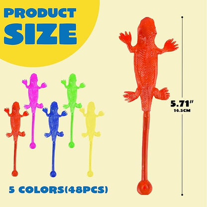 JOYIN 48Pcs Sticky Lizards Party Favors, Party Table Favors Set for Kids, Holiday Traditions, Classroom Treasure Box, Carnival Prizes, Bulk Pinata Stuff Mini Toys, Valentine goodie bags for Kids