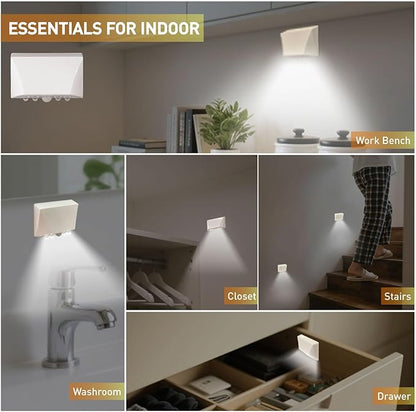 White 2 Pack Motion Sensor Keyhole Light - Automatic on/Off Infrared LED, Suitable for Front Doors, corridors, Stairs in The Dark | 3-Way Installation（Magnetic Suction、Adhesive and Screw）