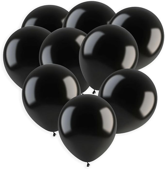 Black Balloons 50 Pack, 12 Inch Black Latex Balloons For Birthdays, Weddings, Baby Showers, Holidays