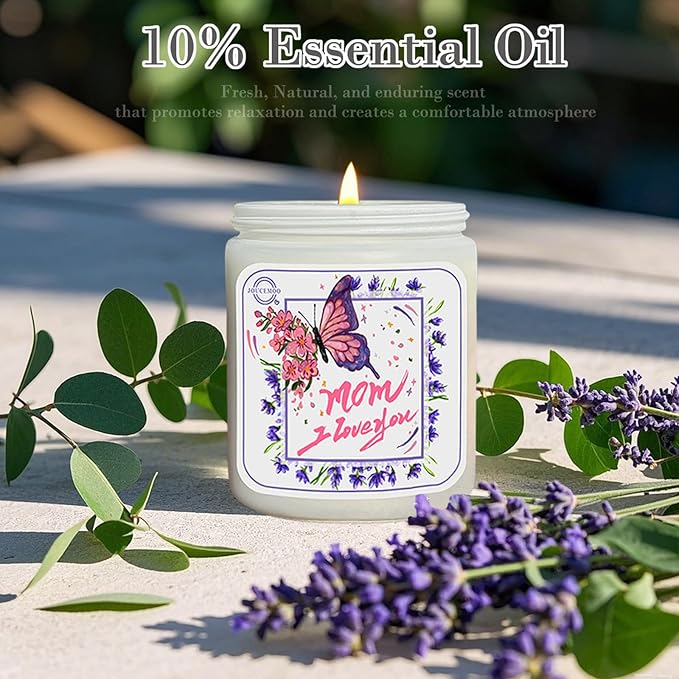 Christmas Gifts for Mom, Lavender Eucalyptus Scented Candles for Home Scented, Soy Wax Aromatherapy Candle, Non Toxic, 50 Hour Long Burning, Birthday Thanksgiving Gift for Mom Mother