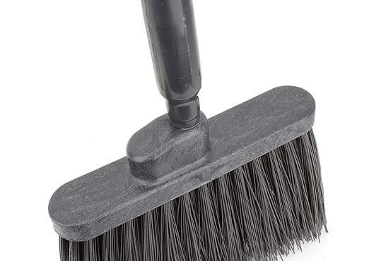 SPARTA 41083EC03 Plastic Color Coded Broom, Unflagged Bristles, Long Broom With Angled Head For Small Debris Cleaning, 56 Inches, Black