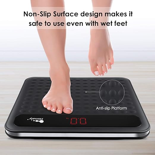 Digital Body Weight Bathroom Scale, High Precision Measurements Scales with Large Non Slip Silicone Platform and LCD Digital Display, 400lbs/180kg Capacity (Black)