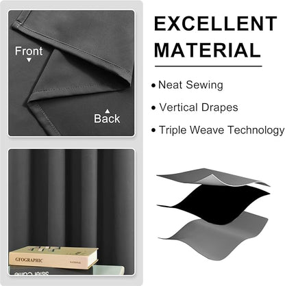 DWCN Blackout Curtains 84 Inches Long, 60 Wide Room Darkening Thermal Light Blocking Drapes - W60 x L84, 2 Panels, Dark Grey