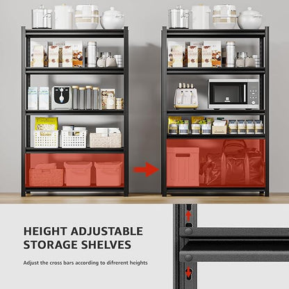 35" W Father&I Industrial Heavy-Dudy Garage Shelving Units/Systems: Metal 5-T Storage Shelves Adjustable for Basement/Closet/Tote/Kitchen/Pantry Organization, 72" H*35" W *15.7" D, Black