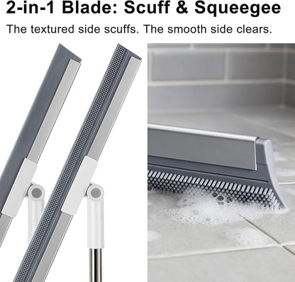 Multi-Function Air Broom for Water & Pet Hair Removal, Floor Squeegee for Tile, Hardwood & Under-Furniture Cleaning with 51″-58″ Telescoping Handle & 180° Rotating Head