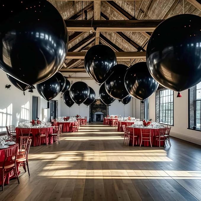 50 Pack Black Balloons 24 Inch Black Latex Party Balloon for Wedding, Birthday, Baby Shower and More