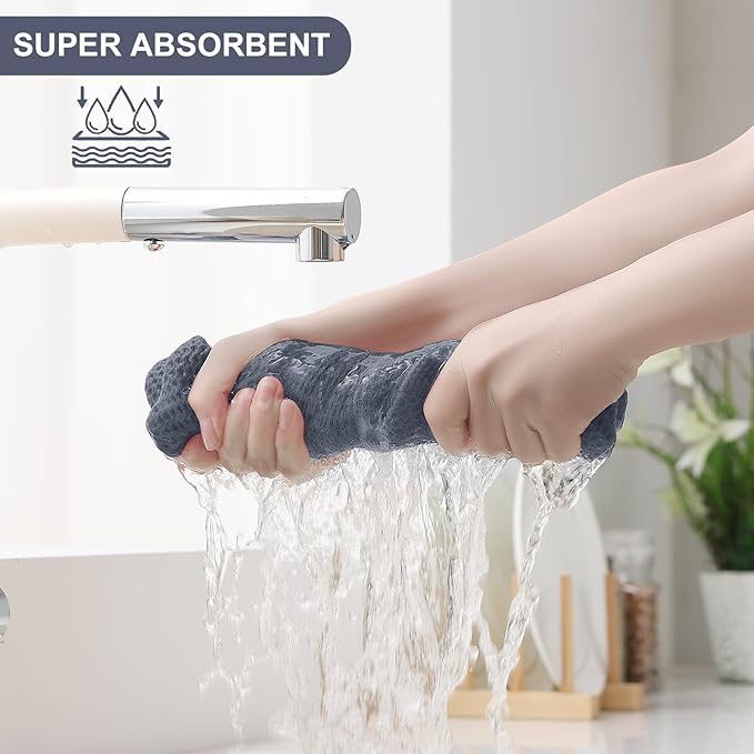 Homaxy 100% Cotton Kitchen Towels and Dishcloths Set, 12 x 12 Inches and 13 x 28 Inches, Set of 16 Bulk Kitchen Towels Set, Ultra Soft Absorbent Dish Cloths for Washing Dishes, Mixed Color