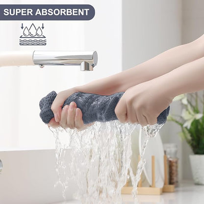 Homaxy 100% Cotton Kitchen Towels and Dishcloths Set, 12 x 12 Inches and 13 x 28 Inches, Set of 8 Bulk Kitchen Towels Set, Ultra Soft Absorbent Dish Cloths for Washing Dishes, Dark Grey