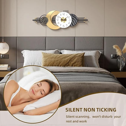 38x14 Inch Modern Large Wall Clock Battery Operated, Silent Non-Ticking Decorative Analog Clocks for Living Room, Bedroom, Office, Kitchen, Entryway
