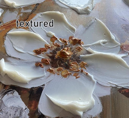 Acocifi Canvas Art Wall Decor Textured Floral Wall Art, Extra Large Living Room Bedroom, Vintage White Floral Painting Picture Artwork for Dining Room Office Home Decor 58"x29"