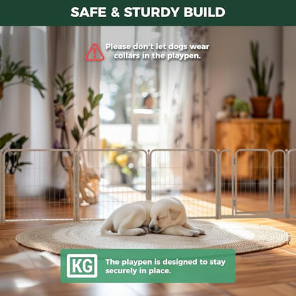 FXW Homeplus Unleashed Indoor Dog Playpen - Stress-Free and Safe Play, Heavy Duty 24 Inch 12 Panels Dog Pen for Puppy and Small Dogs, White│Patented