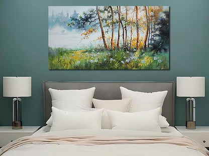 Ardemy Nature Canvas Wall Art Green Forest Pictures Wall Decor Living Room Landscape Tree Textured Paintings Artwork Bedroom Dining Room Kitchen Home Office, 58"x29"