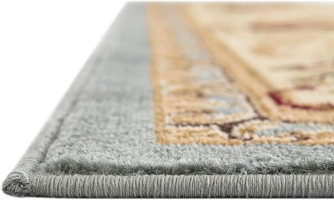 Rugs.com Chateau Collection Rug – 2' x 5' 3 Runner Light Blue Medium Rug Perfect for Hallways, Entryways