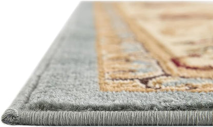 Rugs.com Chateau Collection Rug – 2' x 5' 3 Runner Light Blue Medium Rug Perfect for Hallways, Entryways