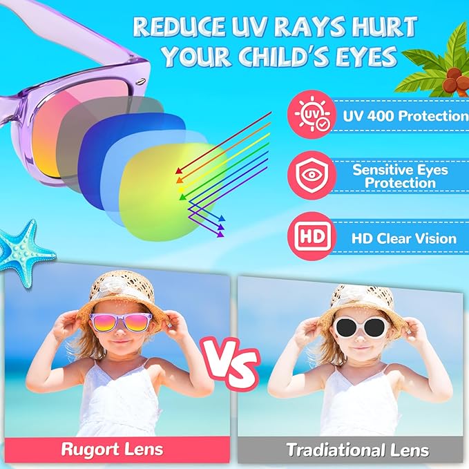 Kids Sunglasses 32 Bulk Party Favors, Toddler Boys Girls Age 3-8 Birthday Favor Summer Goodie Bags Stuffers, Neon Sunglass with UV 400 Protection for Students Valentines Easter Day Gifts