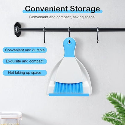 NACENA Mini Dustpan and Brush Set, Small Broom and Dustpan Set Dust Pan and Mini Hand Broom Dustpan and Broom Combo Compact for Home Table Keyboards Sofa Kitchen Pets, Dark & Blue
