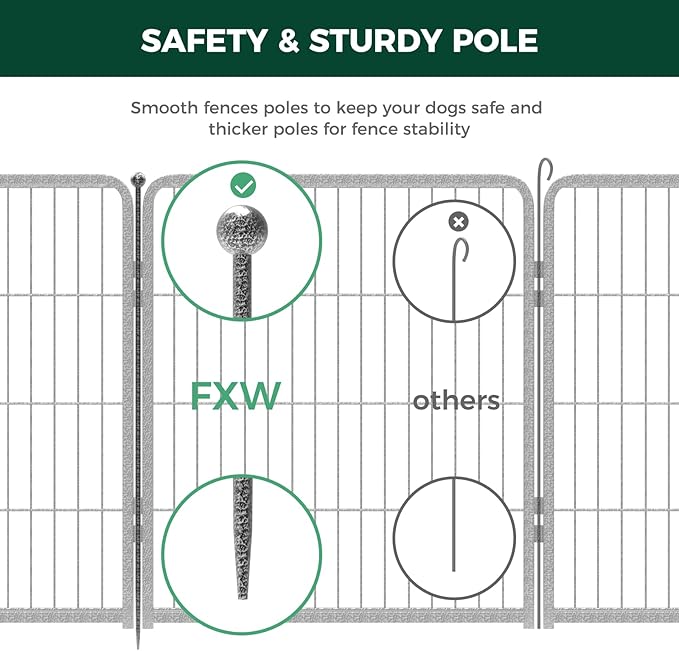FXW Aster Dog Playpen Designed for Yard, 32inch 24 Panels