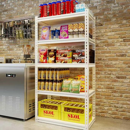 36"W "Father&I" 5-Shelf Industrial Metal Steel Garage/Tote Storage Shelves Heavy-Duty Adjustable Rack: Tall Shelving Units Organizer for Closet/Basement/Pantry/Shop/School 72"H*36W*16"D, White