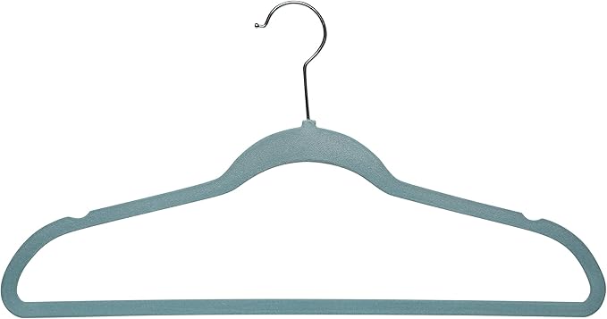 Simplify 10 Super Slim Velvet Huggable Hangers in Dusty Blue