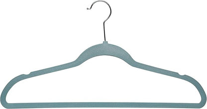 Simplify 10 Super Slim Velvet Huggable Hangers in Dusty Blue