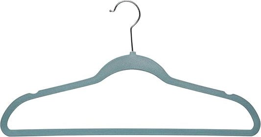 Simplify 10 Super Slim Velvet Huggable Hangers in Dusty Blue