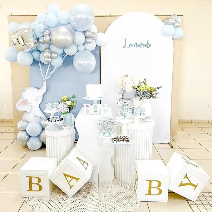 Pastel Blue Balloons 12 Inch, 100 Pack Light Blue Latex Matte Macaron Powder Helium for Gender Reveal Baby Shower Birthday Wedding Party Decorations