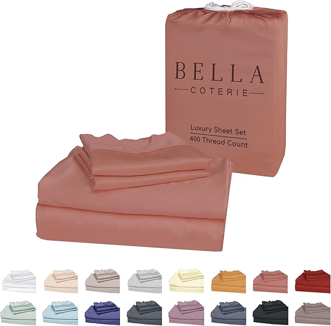 Bella Coterie Luxury Bamboo Viscose King Size Sheet Set | 100% Organically Grown | Ultra Soft | Cooling for Hot Sleepers | 18" Deep Pocket [Raisin]